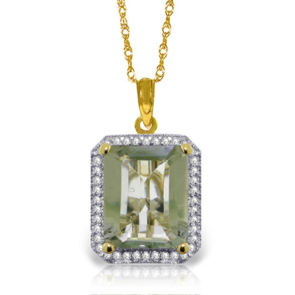 Galaxy Gold Products Jewelry - NECKLACE WITH NATURAL DIAMONDS & GREEN AMETHYST